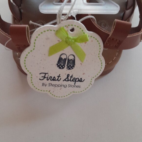 Baby Girls Tan Faux Leather Sandals Size 3 - Picture 3 of 6